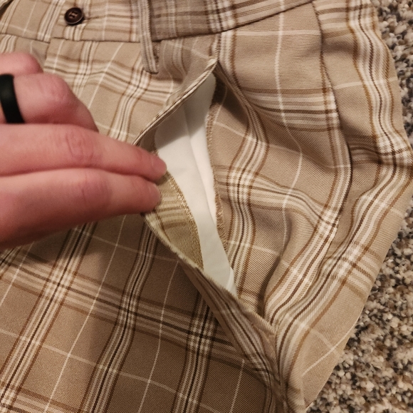 Tan Plaid Dress Pant Slacks - Picture 7 of 15